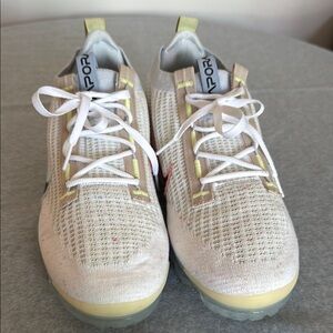 Nike Flyknit Sneakers in Cream and White with Pink Accents